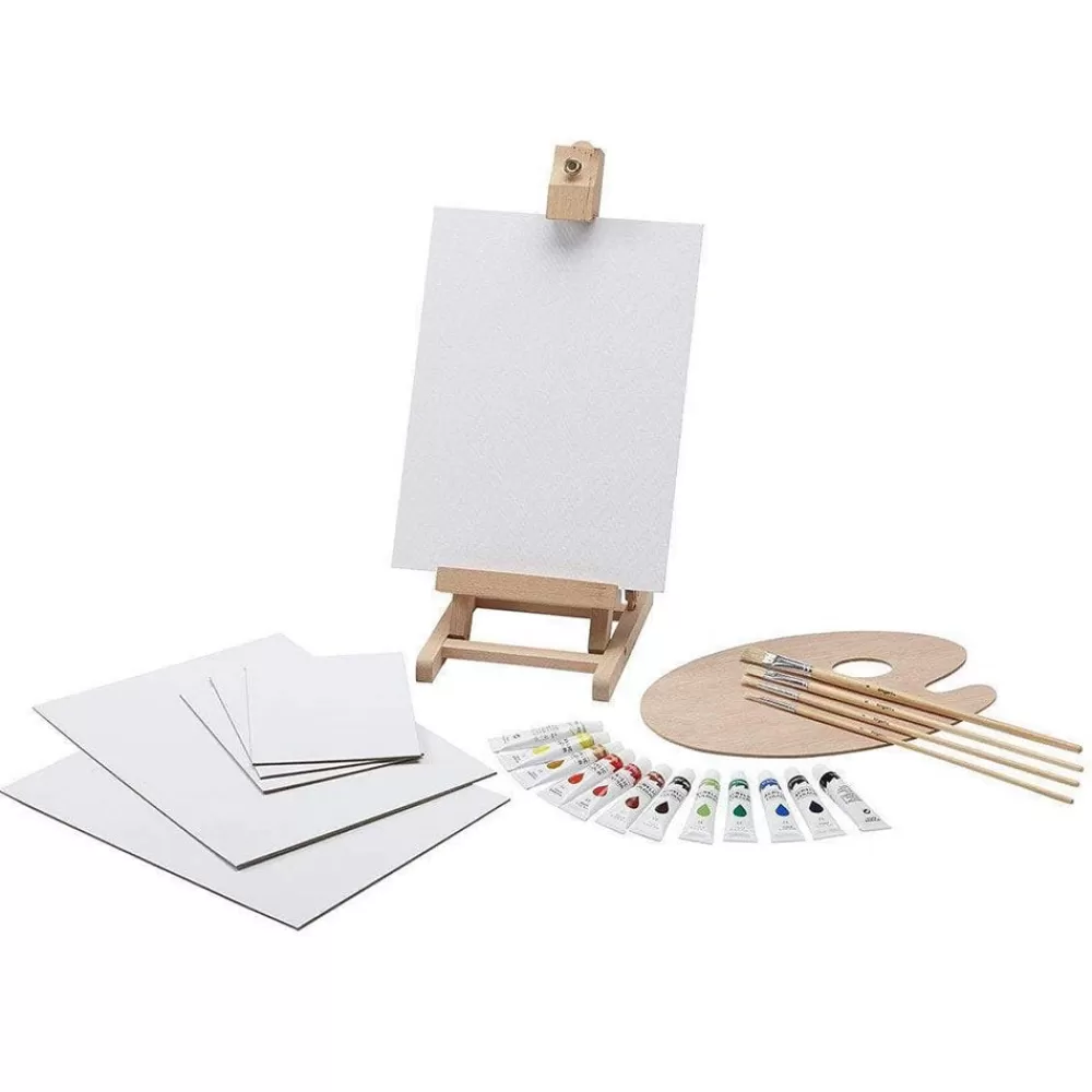 Discount Acrylic Paint and Tabletop Easel Set Art Supplies & Easels