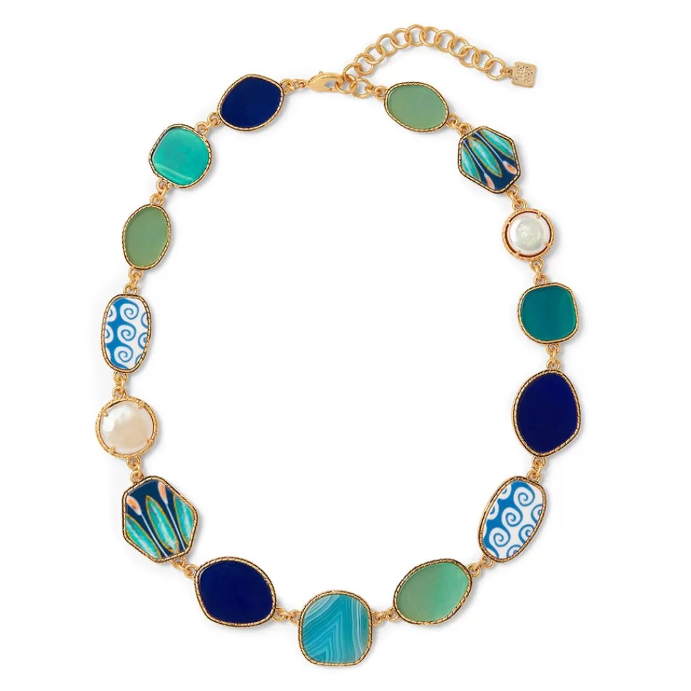 Online Ancient Mixed Motifs Glass Statement Necklace Necklaces