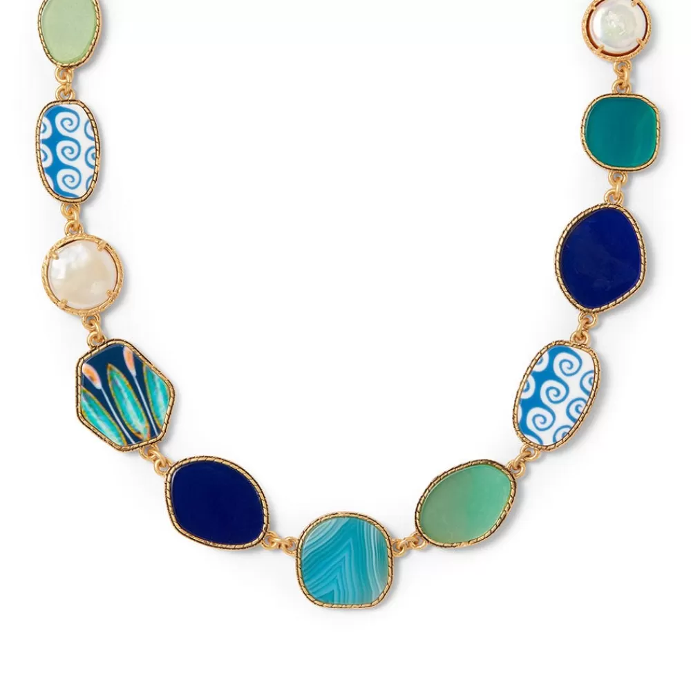 Online Ancient Mixed Motifs Glass Statement Necklace Necklaces