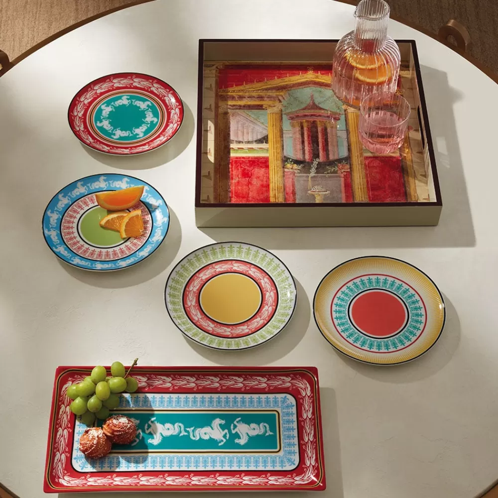 Outlet Boscoreale Fresco Wood Lacquer Tray Tableware | Decorative Accents