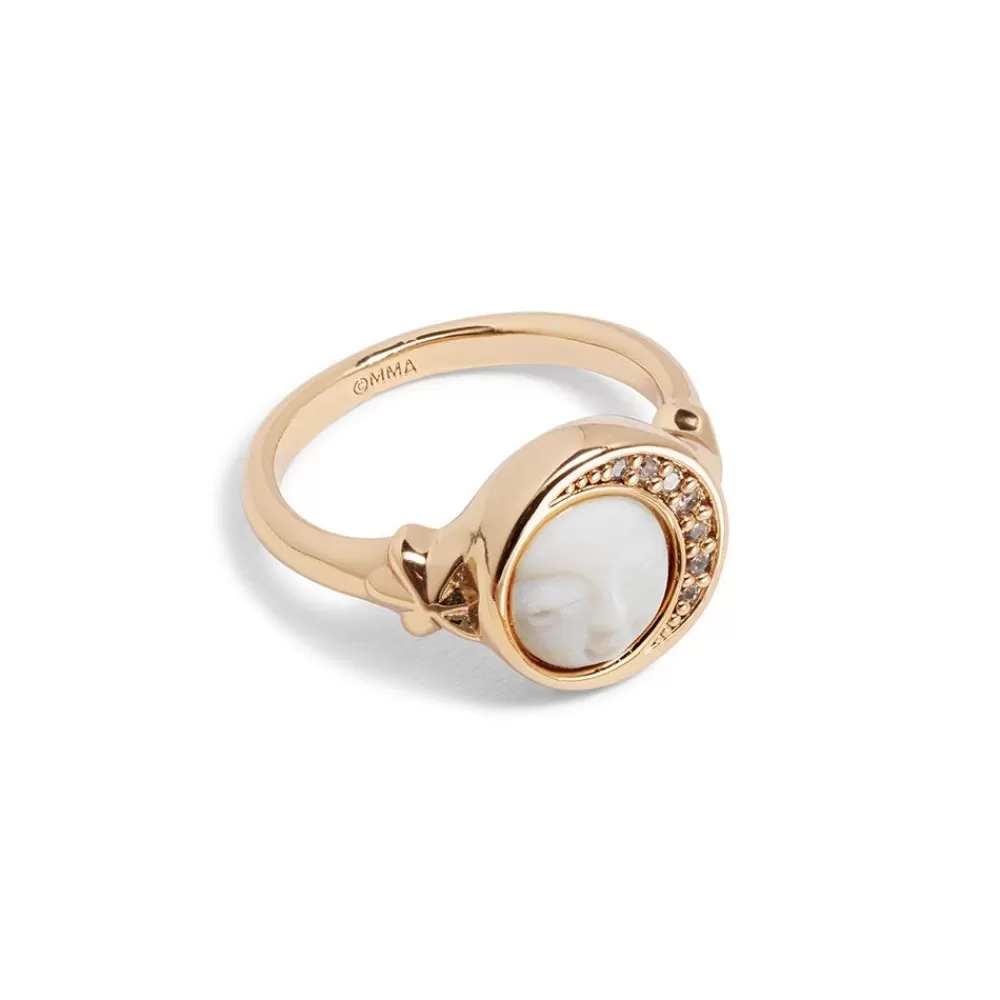 New Celestial Symbols Carved Mother-of-Pearl Signet Ring Rings