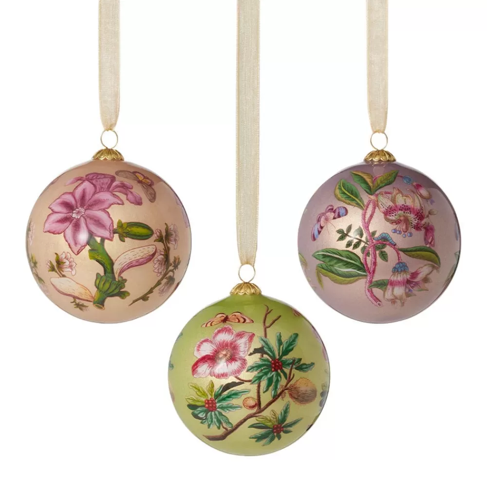 Discount Chelsea Botanicals Hand-Painted Glass Ornament Set Ornaments