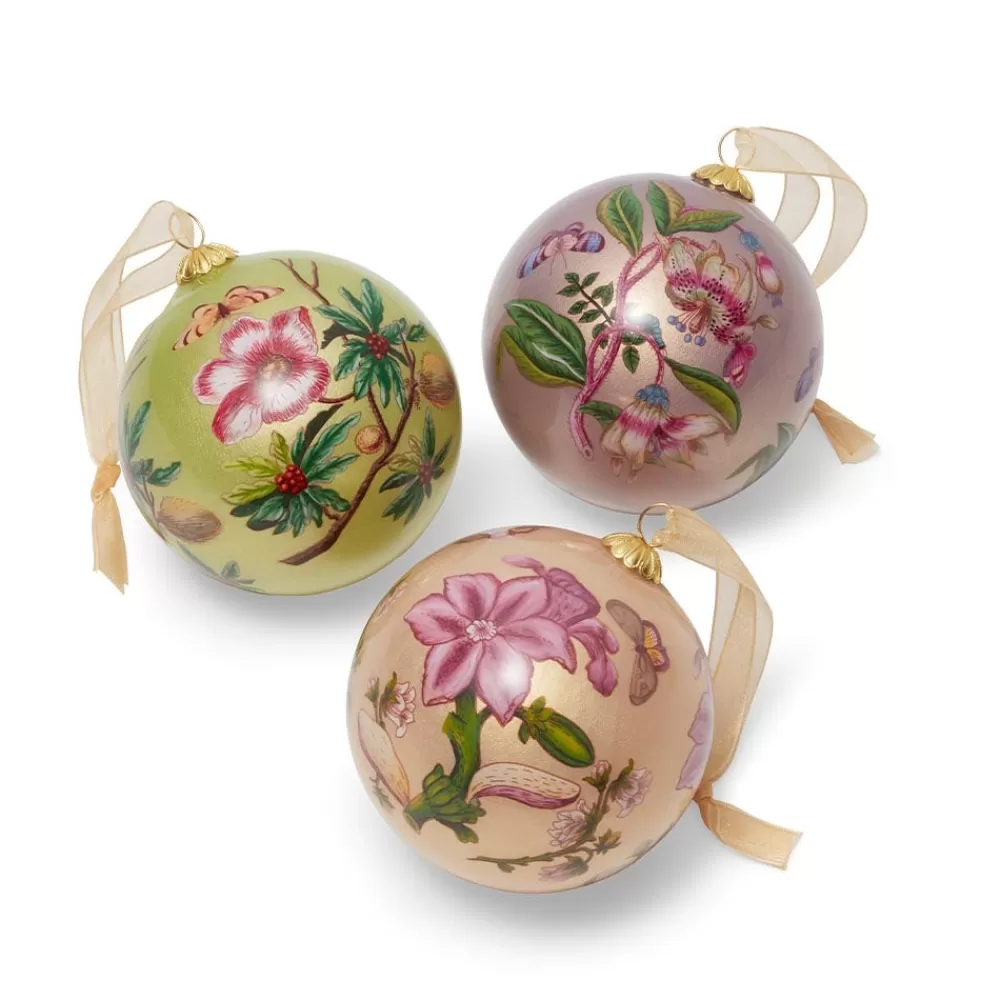 Discount Chelsea Botanicals Hand-Painted Glass Ornament Set Ornaments