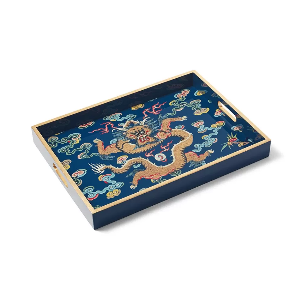 Outlet Chinese Dragon Rank Badge Lacquer Tray Tableware | Decorative Accents