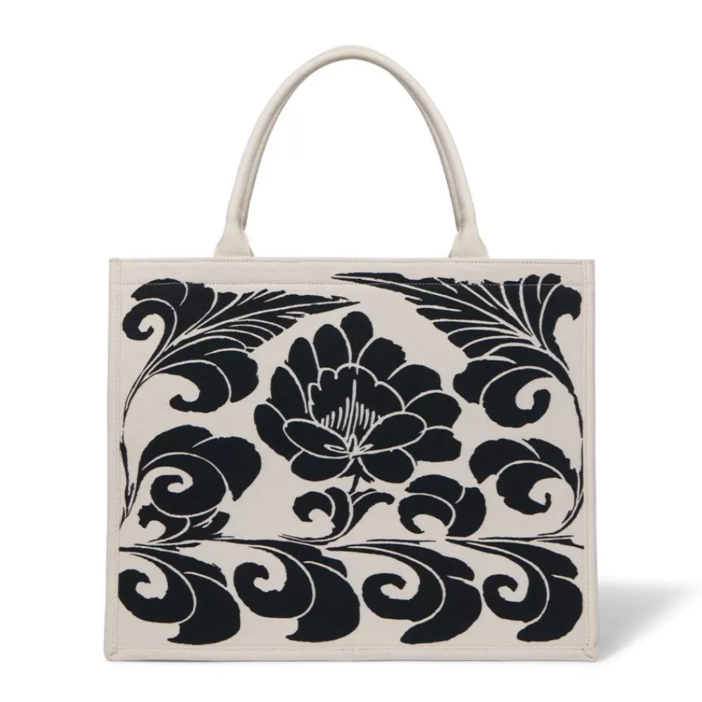 Outlet Chinese Peony Oversize Structured Tote Bags