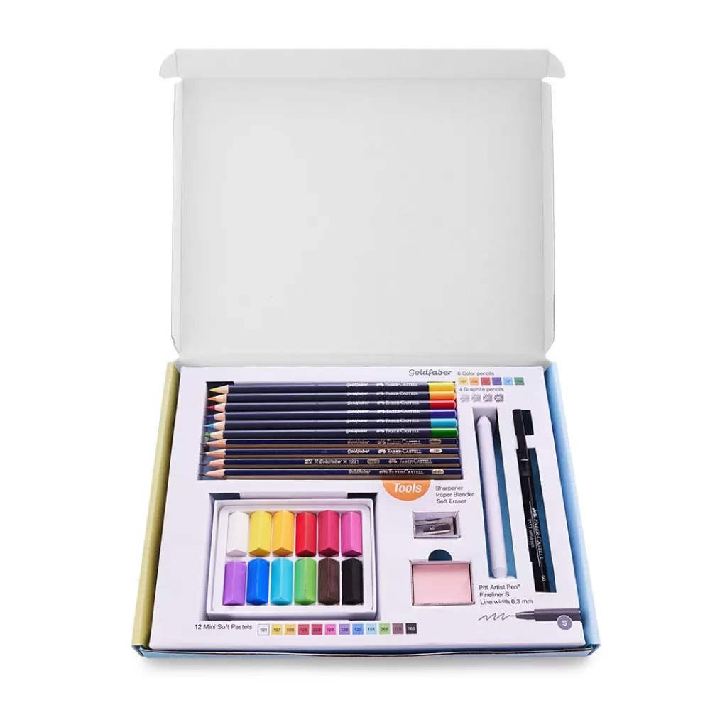 Online Creative Studio Try It Box: Dry Mediums Art Supplies & Easels