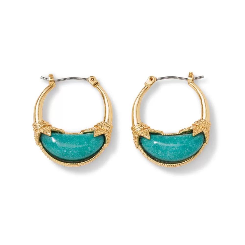 New Cypriot Jade Crescent Hoop Earrings Earrings