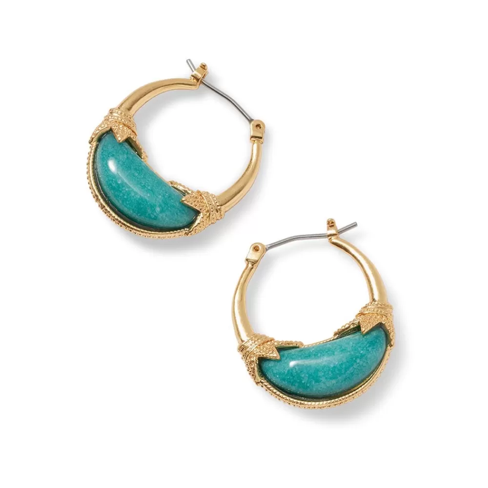 New Cypriot Jade Crescent Hoop Earrings Earrings