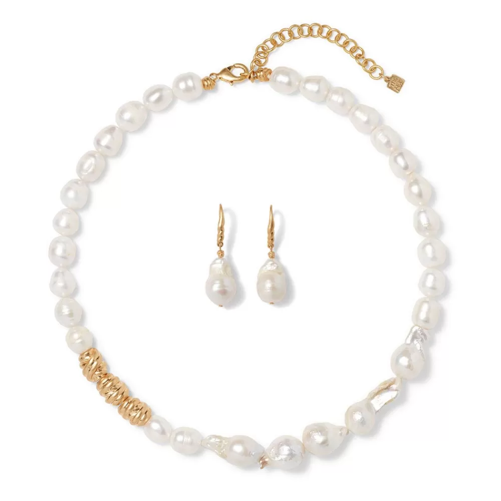 Fashion Cypriot Twist Pearl Necklace and Drop Earrings Set Jewelry Sets