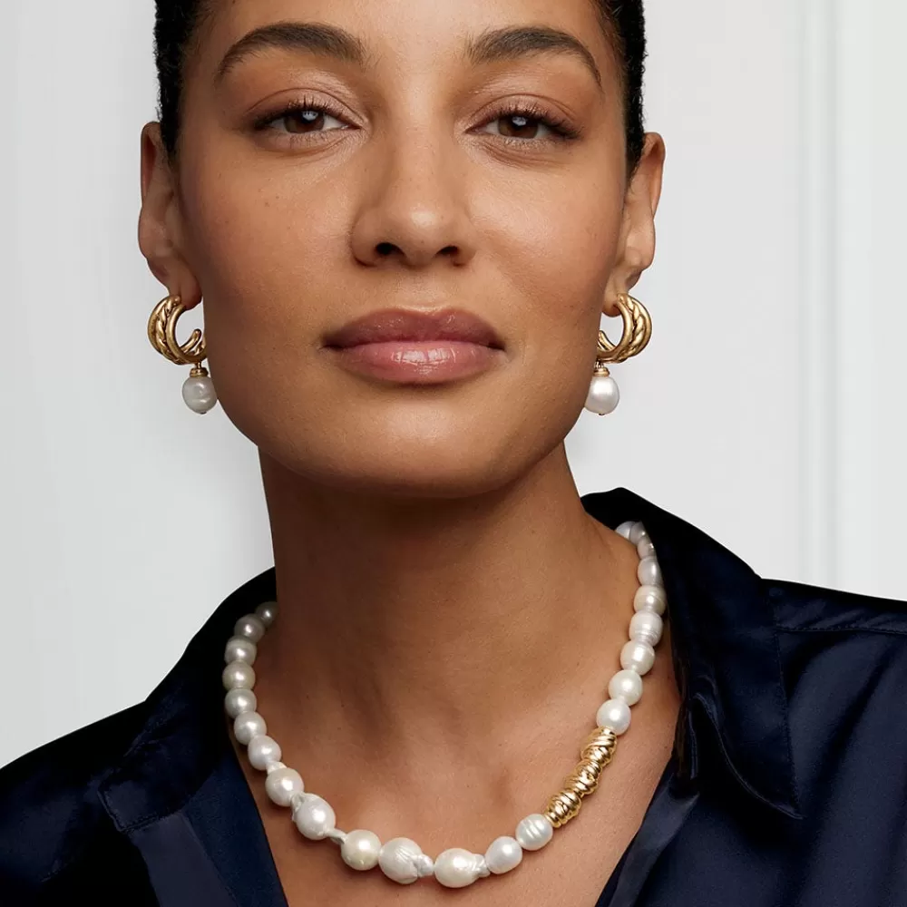 Cheap Cypriot Twist Pearl Necklace and Triple-Hoop Earrings Set Jewelry Sets