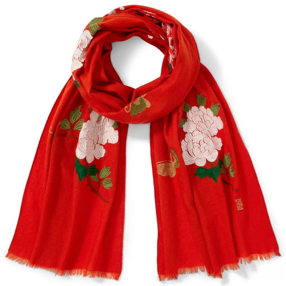 Sale Edo Blossoms and Butterflies Embroidered Shawl Scarves & Wraps