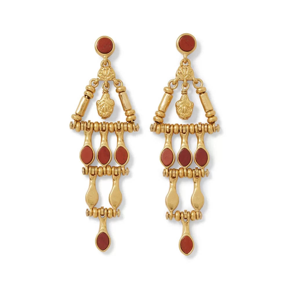 Discount Egyptian Nefer Amulet Red Jasper Chandelier Earrings Earrings