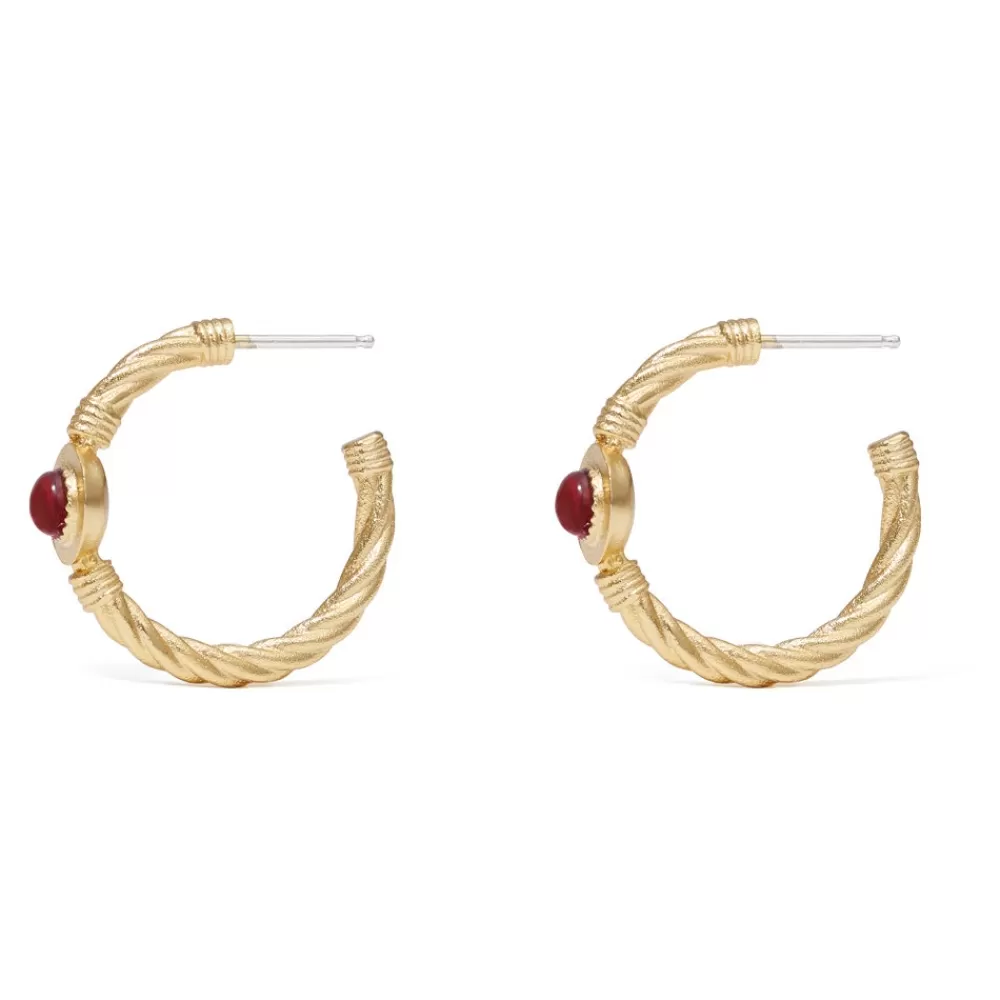 Clearance Garnet Cabochon Twisted Hoop Earrings Earrings