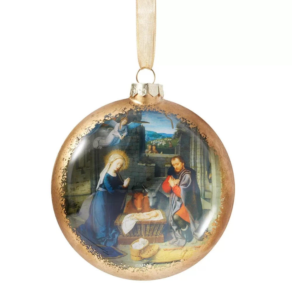 Clearance Gerard David Nativity Scene Glass Disc Ornament Ornaments