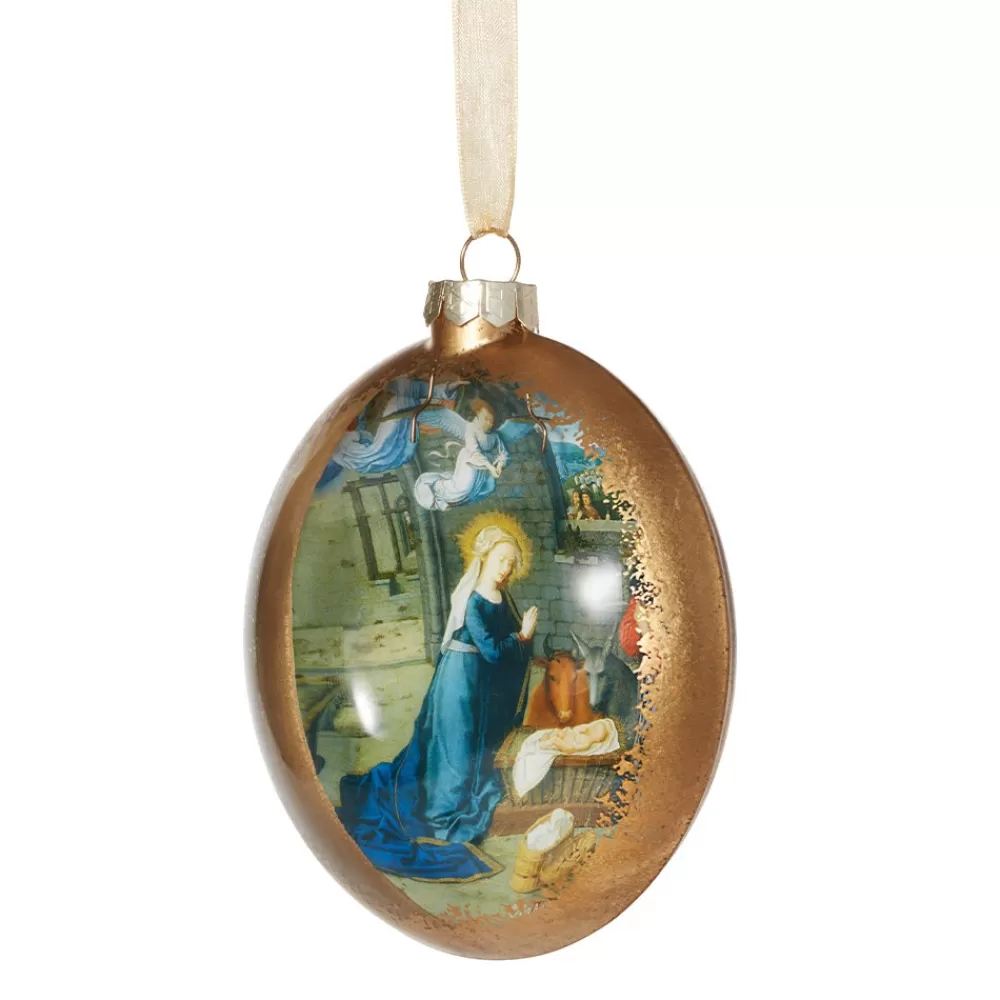 Clearance Gerard David Nativity Scene Glass Disc Ornament Ornaments