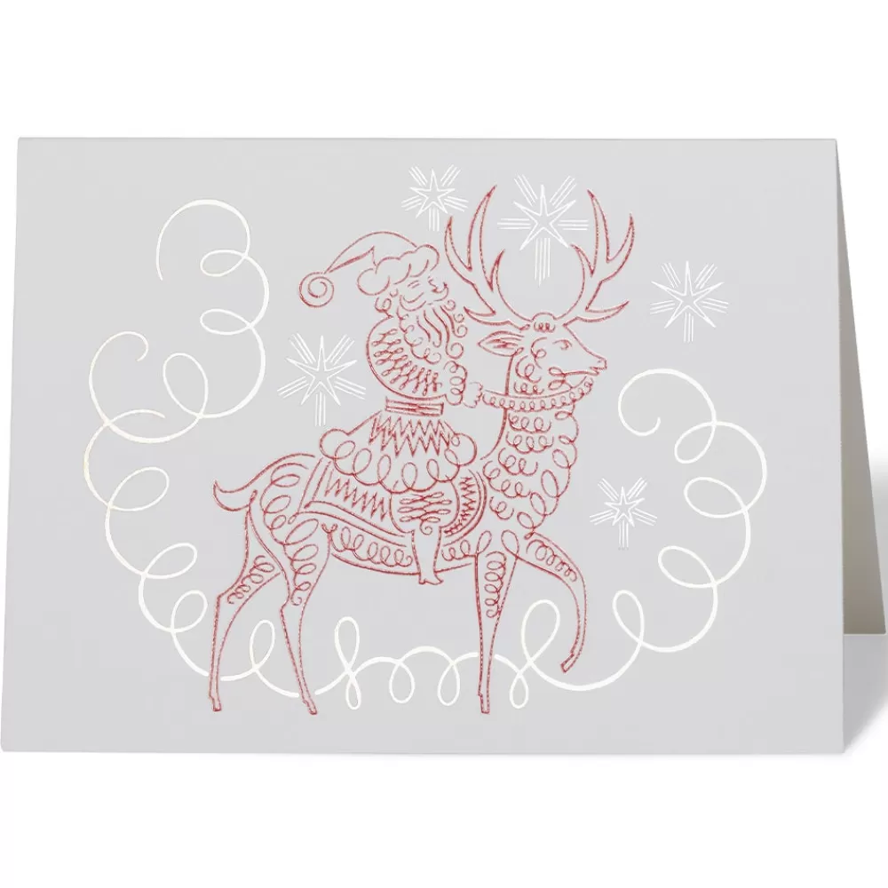 Clearance Gordon: Santa Riding Reindeer Fine Holiday Cards Holiday Cards