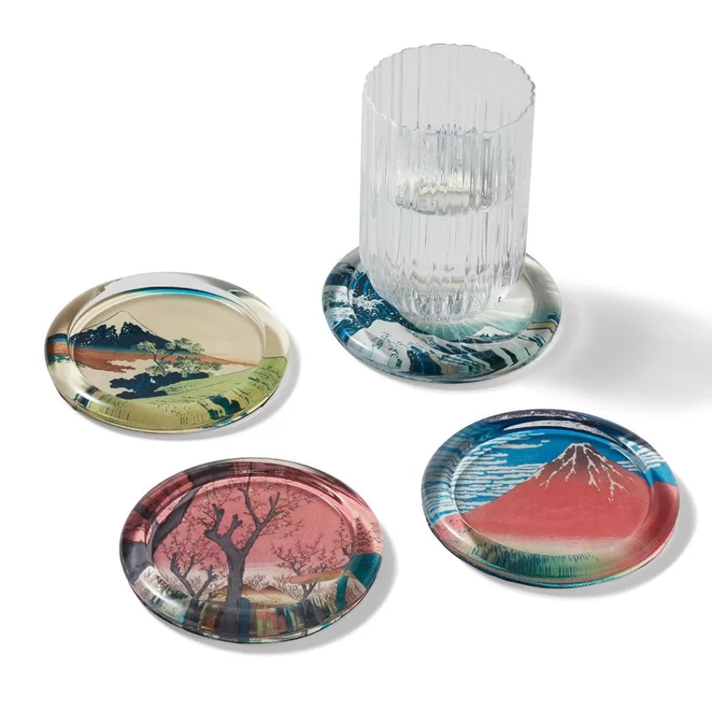 New Hokusai Prints Glass Coasters Tableware