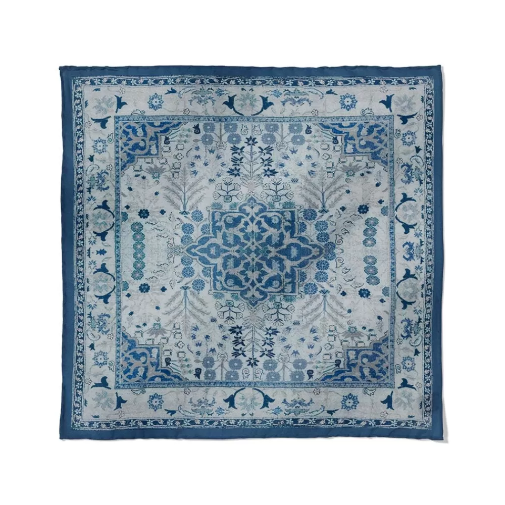 Store Iranian Vase Carpet Blue Cotton-and-Silk Pocket Square Small Accessories