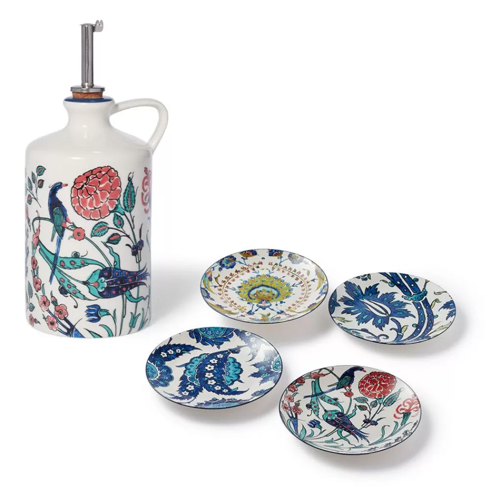 Clearance Iznik Garden Oil Cruet and Dipping Bowl Set Tableware