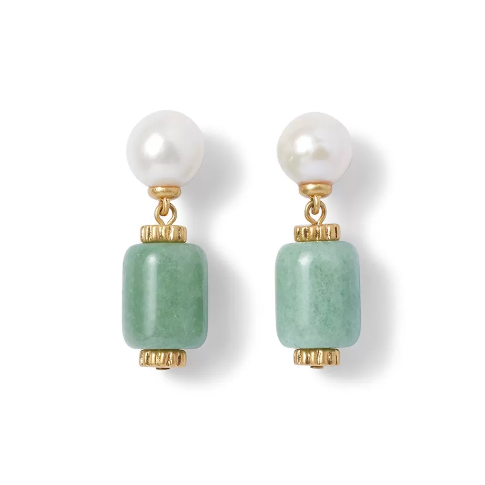 Best Sale Karavas Gems Aventurine and Pearl Drop Earrings Earrings