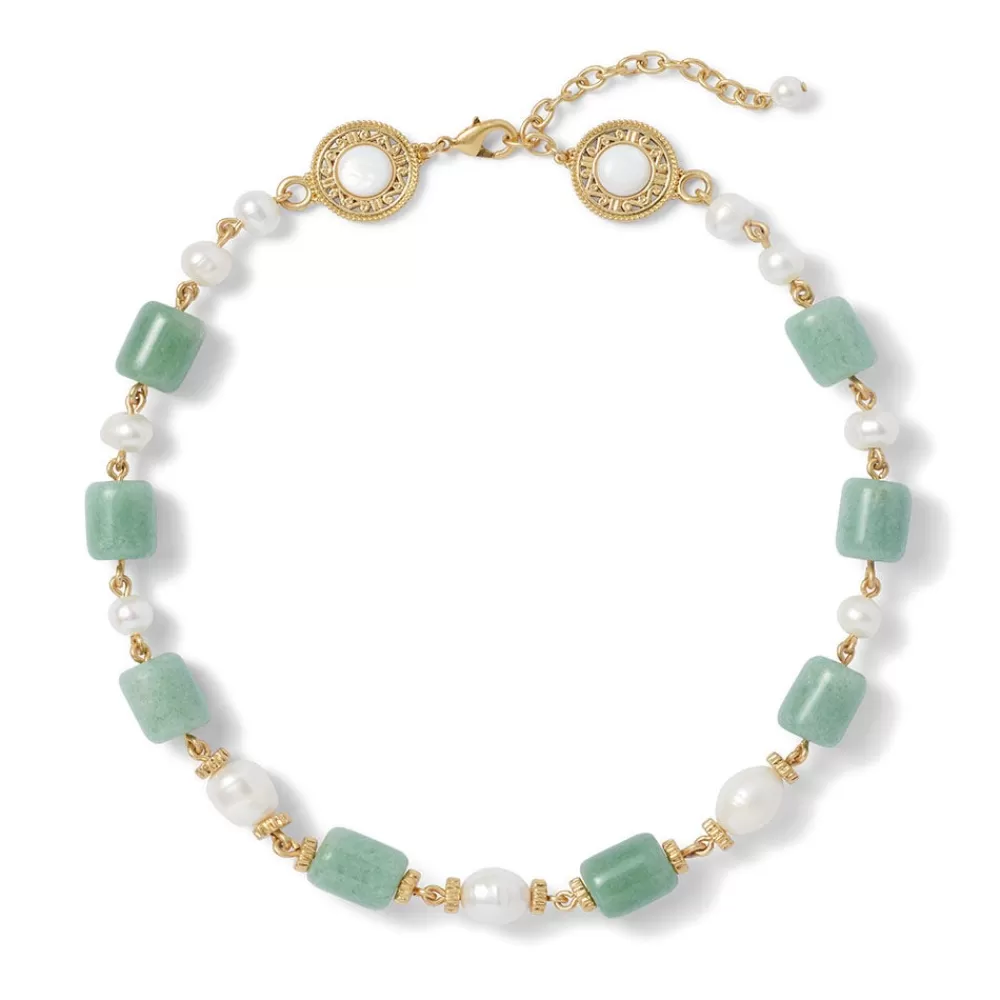 Clearance Karavas Gems Large-Bead Aventurine and Pearl Necklace Necklaces