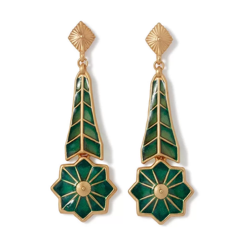 Online Lotus Pagoda Plique-à-Jour Long Drop Earrings Earrings