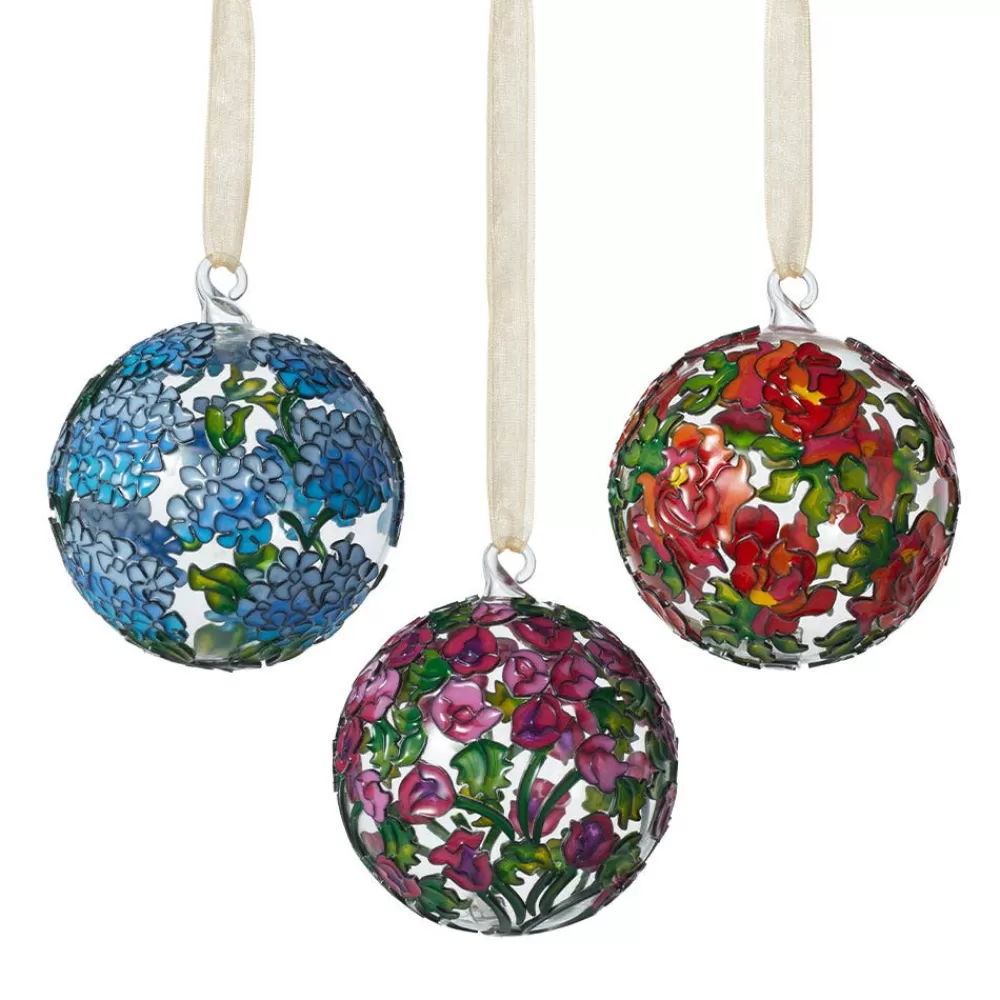 Fashion Louis C. Tiffany Garden Landscape Cloisonné Ornament Set Ornaments