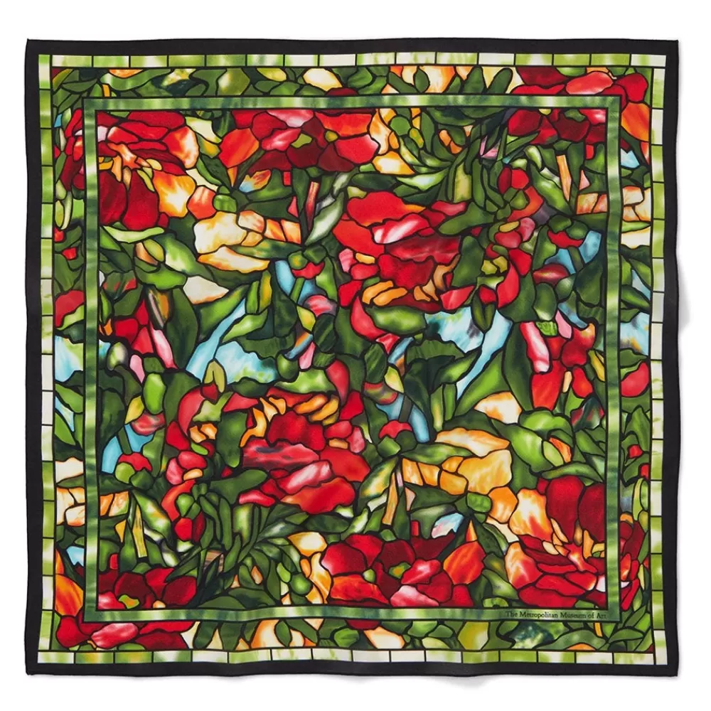 Fashion Louis C. Tiffany Peonies Silk Neckerchief Scarves & Wraps