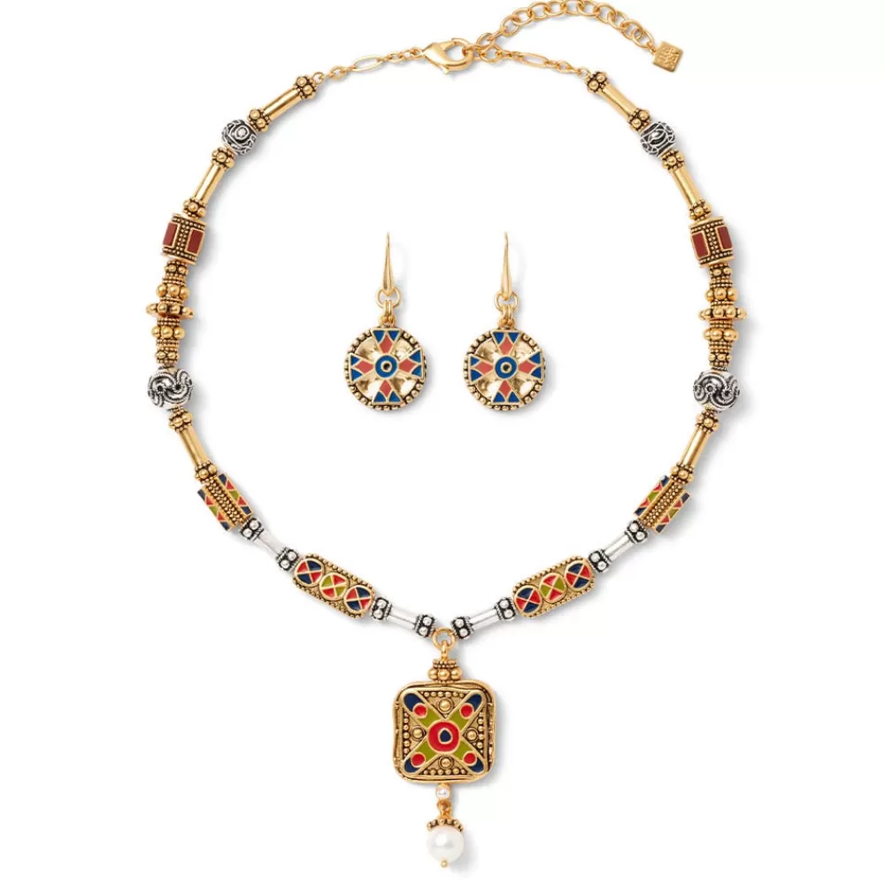 Online Medieval Byzantine Statement Necklace and Drop Earrings Set Jewelry Sets