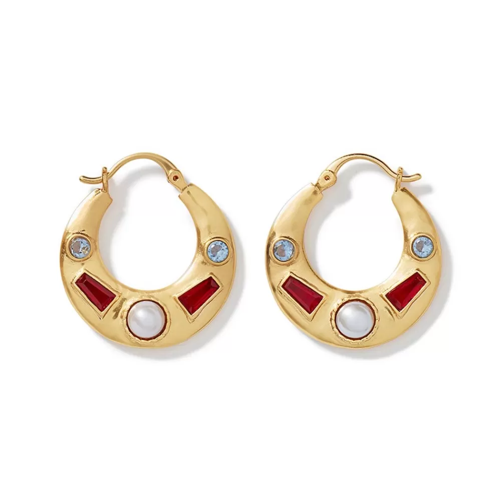 Cheap Medieval Stone Crescent Hoop Earrings Earrings