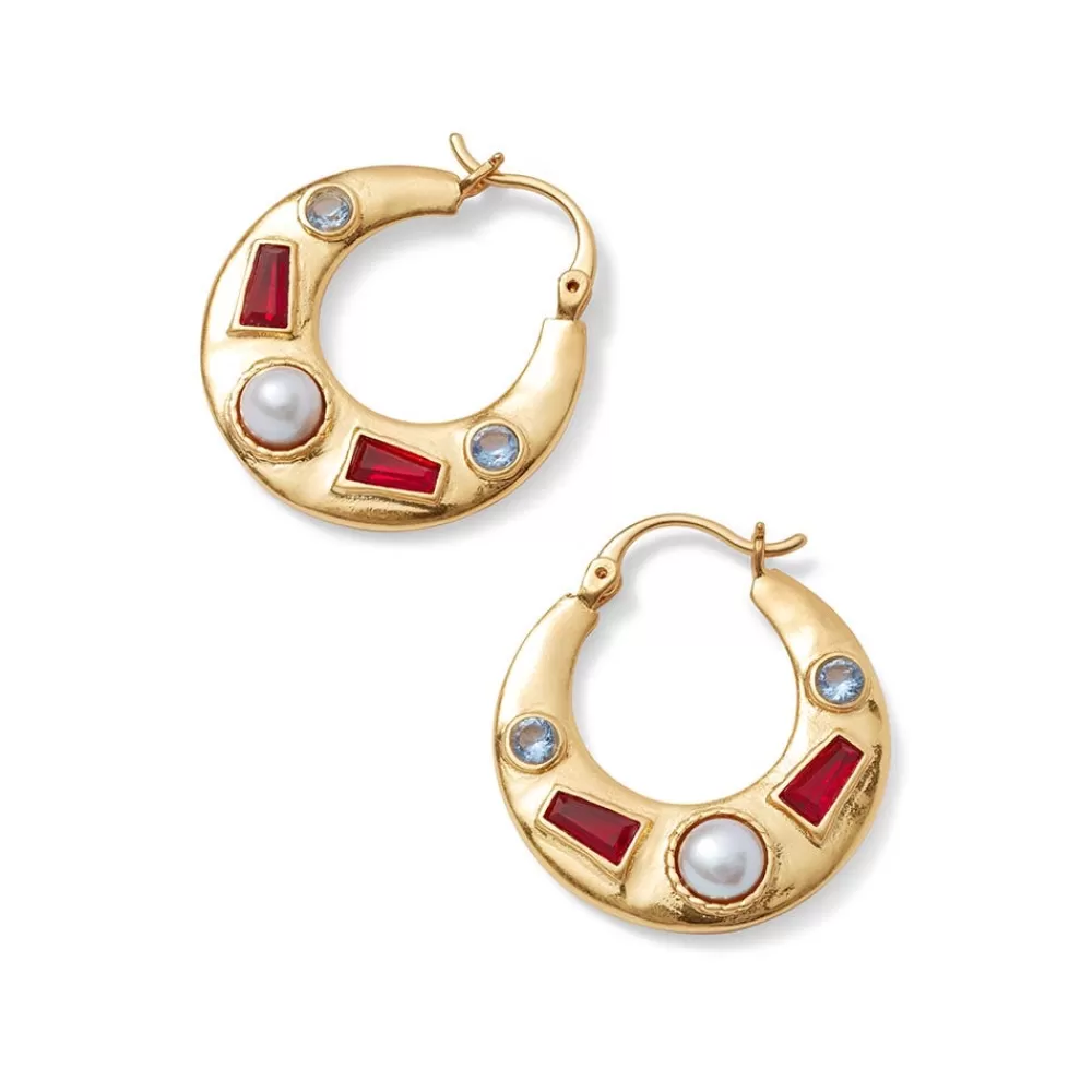 Cheap Medieval Stone Crescent Hoop Earrings Earrings