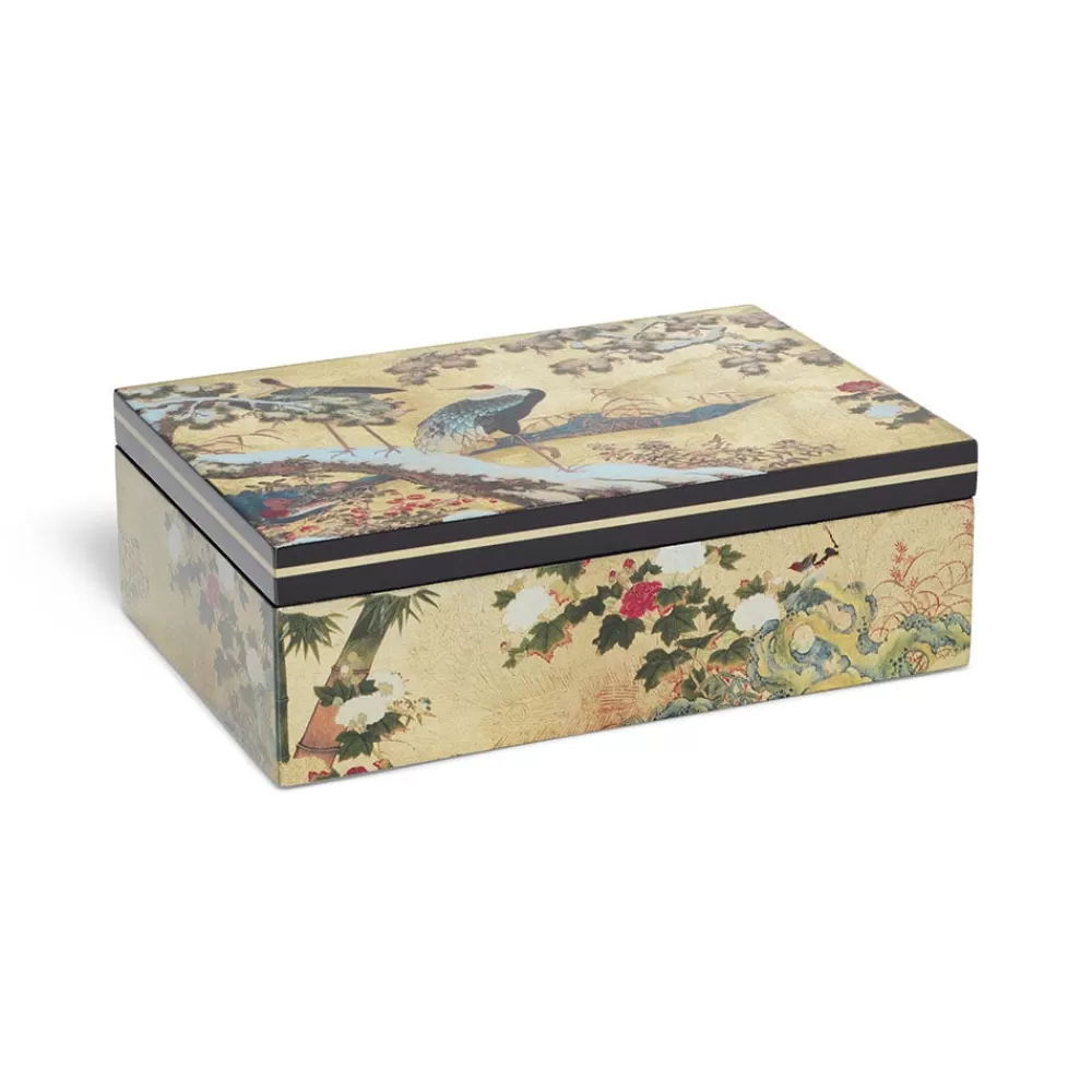 Online Momoyama Cranes and Flowers Lacquer Box Decorative Accents