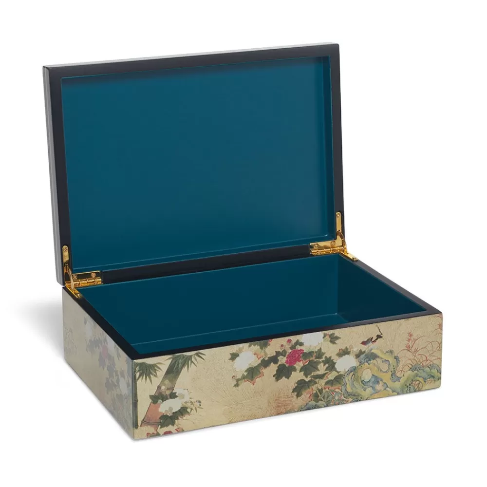 Online Momoyama Cranes and Flowers Lacquer Box Decorative Accents