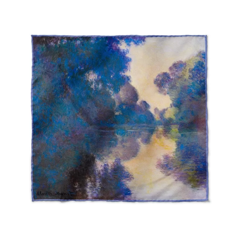 New Monet Morning on the Seine Silk Pocket Square Small Accessories