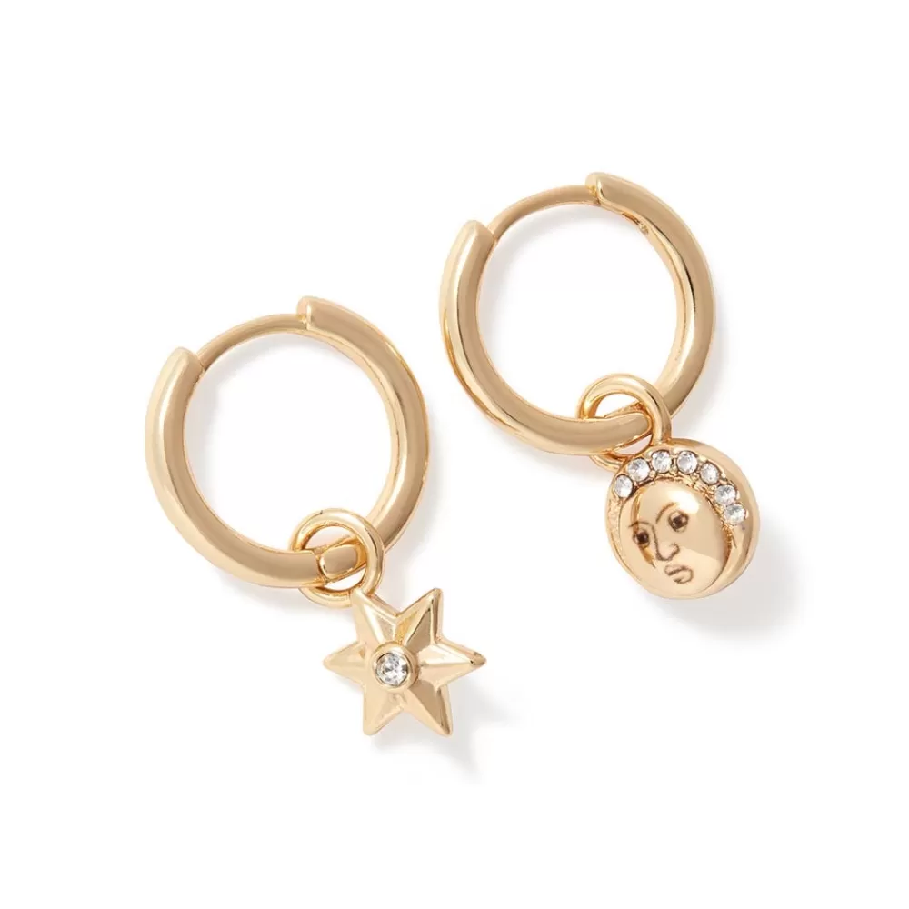 Clearance Moon and Star Hoop Earrings Earrings