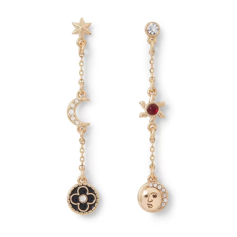 Outlet Moonface and Crescent Drop Earrings Earrings