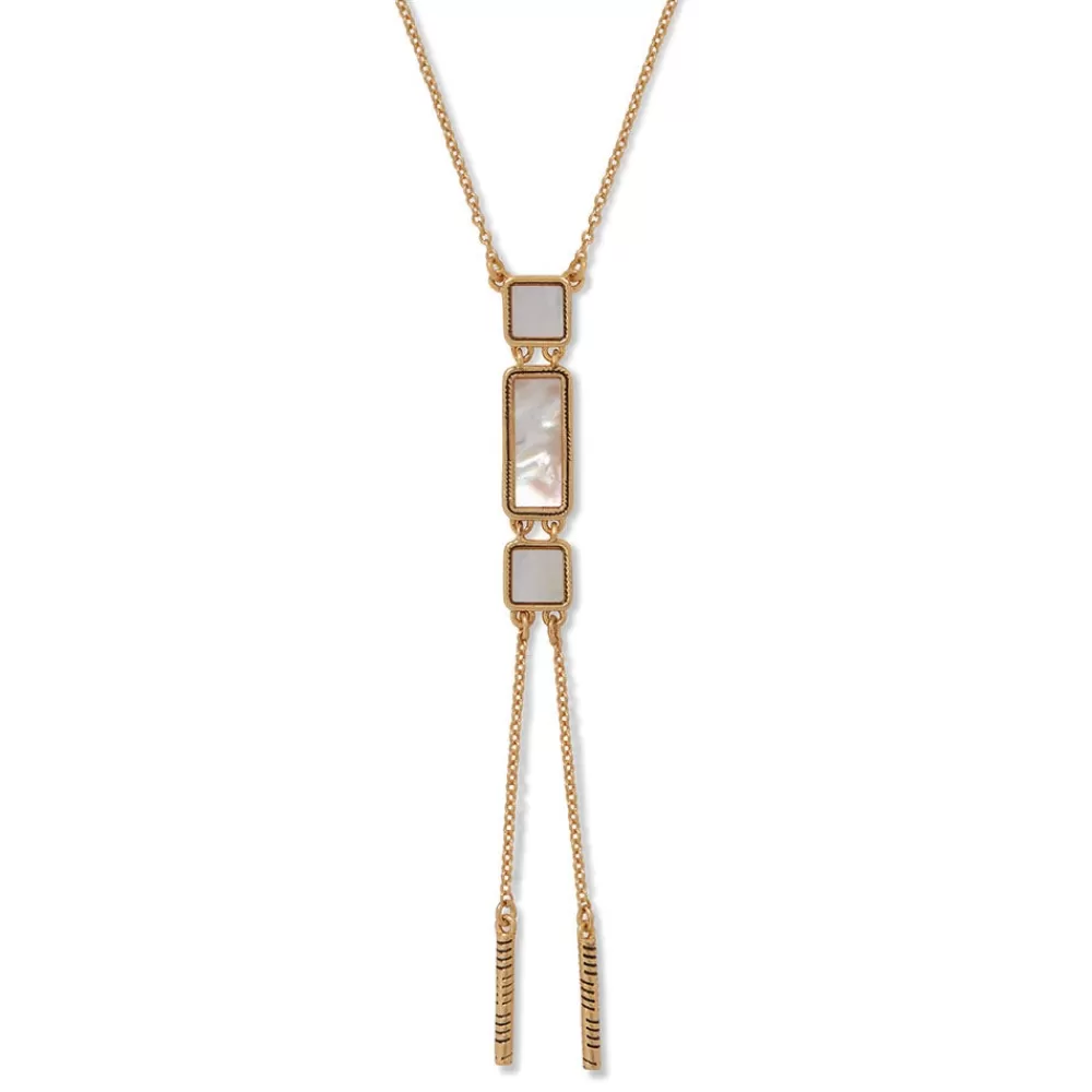 Shop Mother-of-Pearl Tile Double Lariat Necklace Necklaces