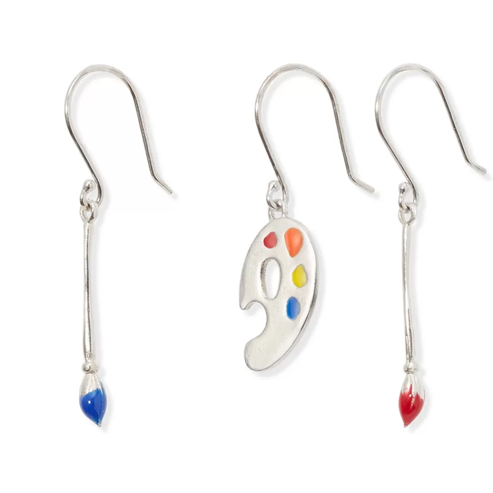 Flash Sale Paintbrush and Palette Drop Earrings Earrings