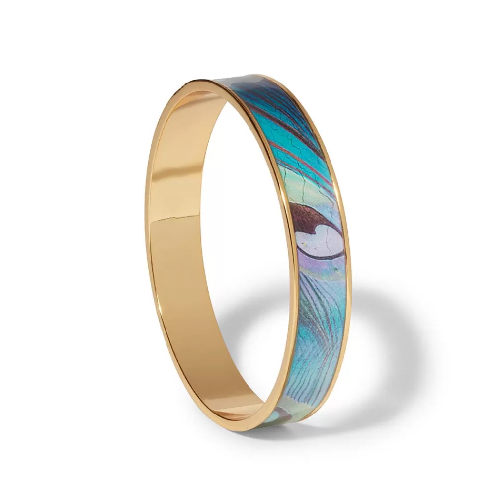 Cheap Peacock Feather Enamel Bangle Bracelets