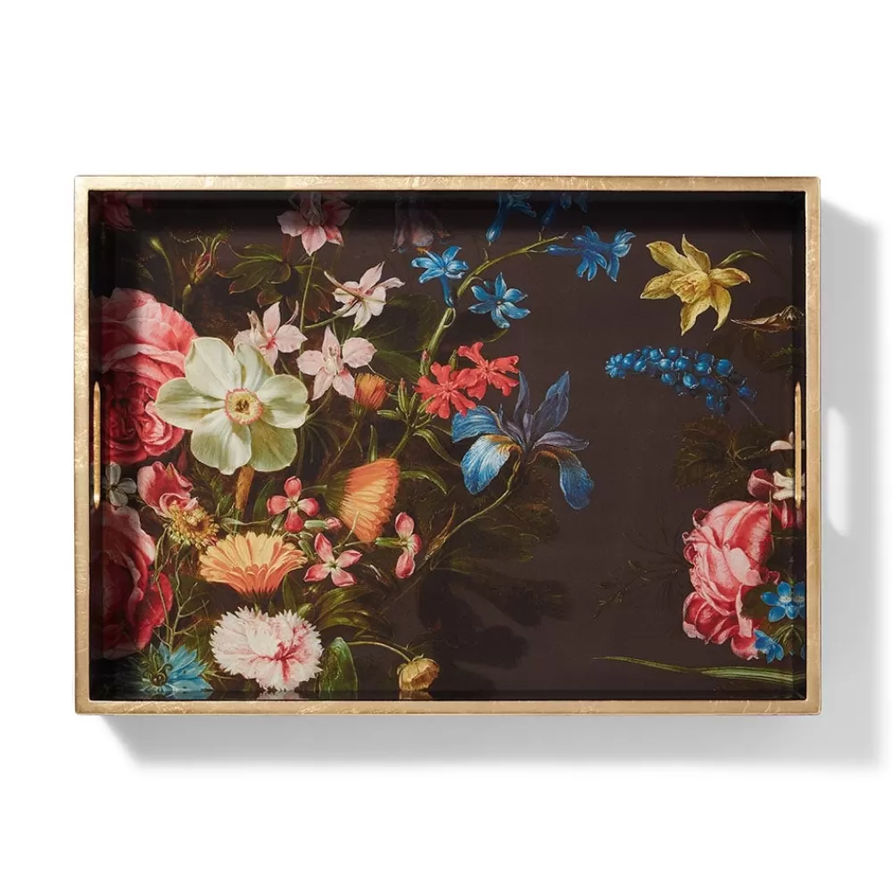 Clearance Peeters Bouquet of Flowers Lacquer Tray Tableware | Decorative Accents