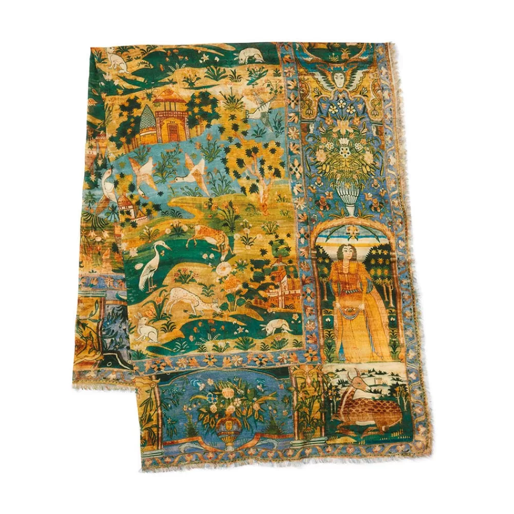 Best Persian Pictorial Textile Oversize Oblong Scarf Scarves & Wraps