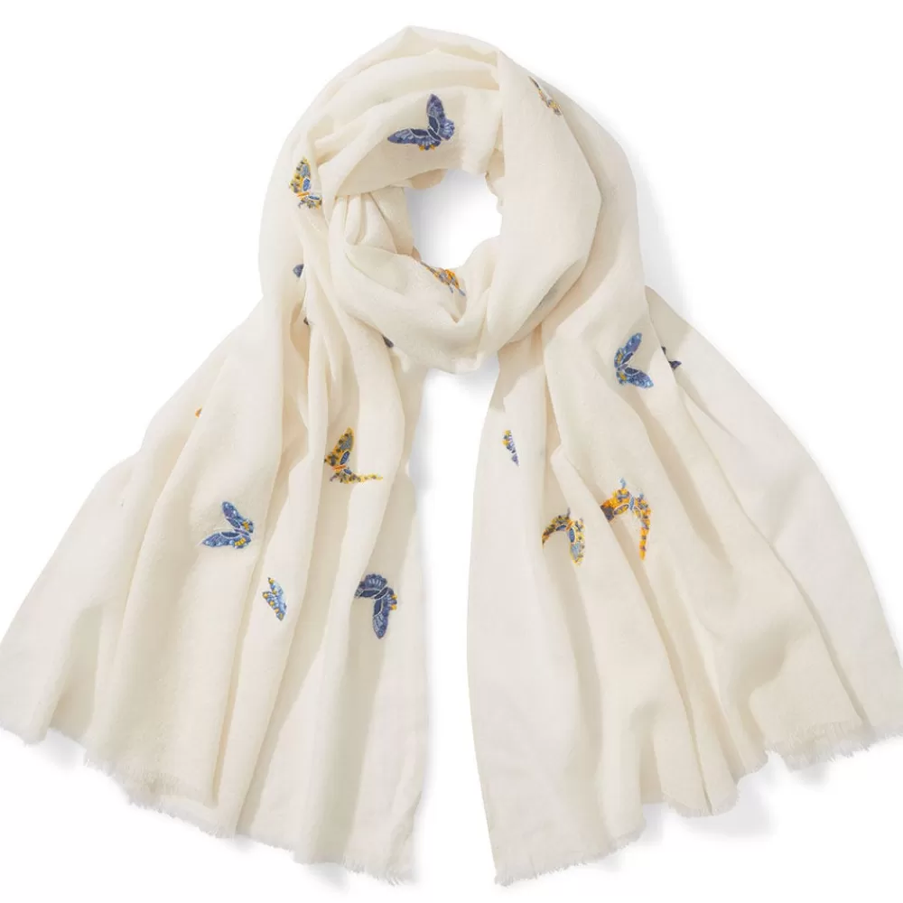 Clearance Qing Embroidered Butterflies Oblong Scarf Scarves & Wraps