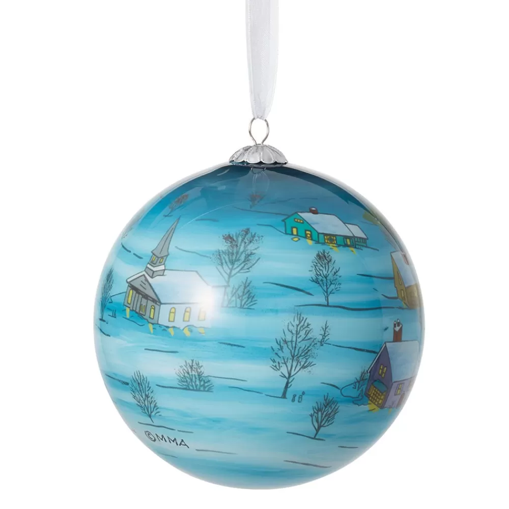 Hot Santa and Reindeer Hand-Painted Glass Ornament Ornaments