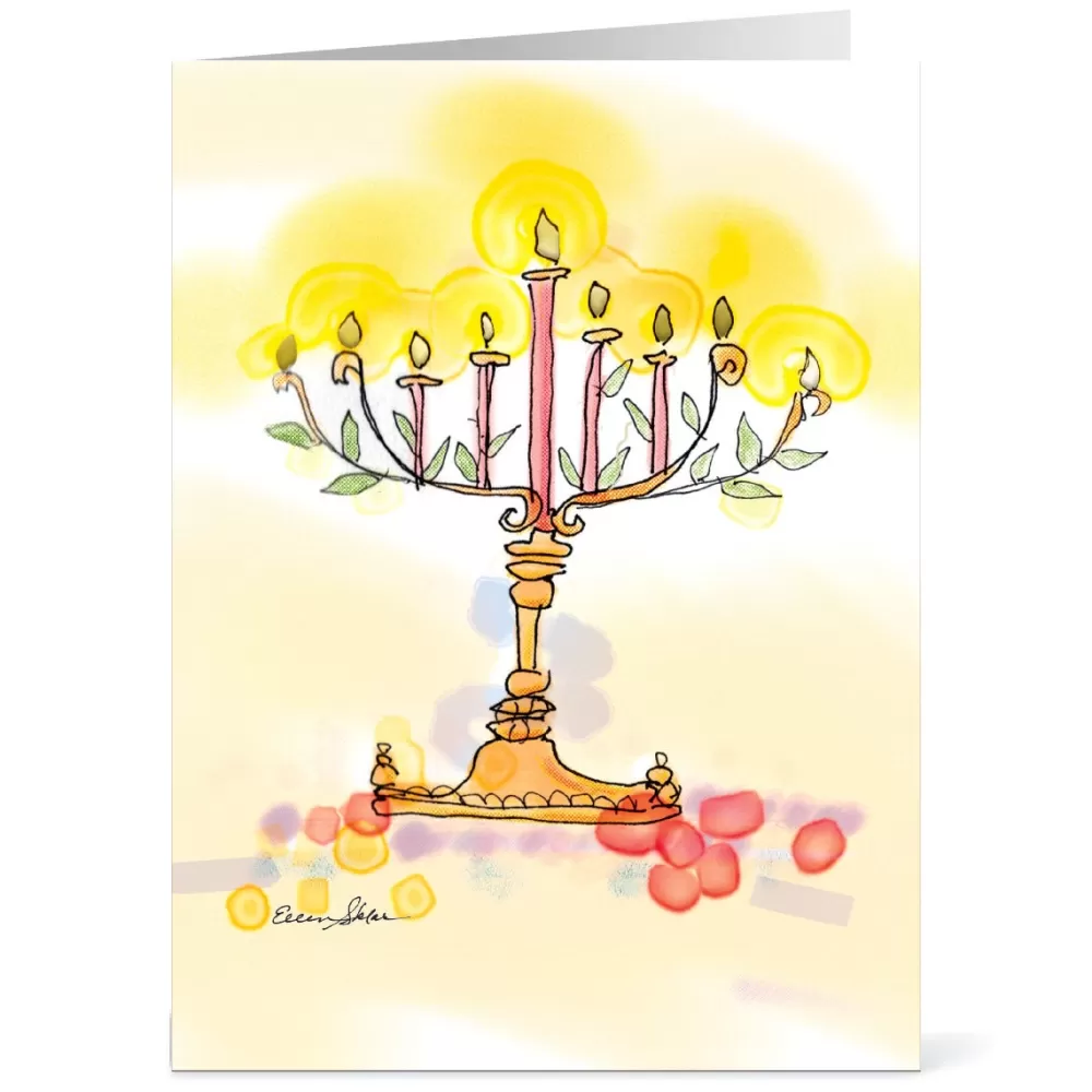 Hot Sklar: Golden Lights Hanukkah Cards Holiday Cards