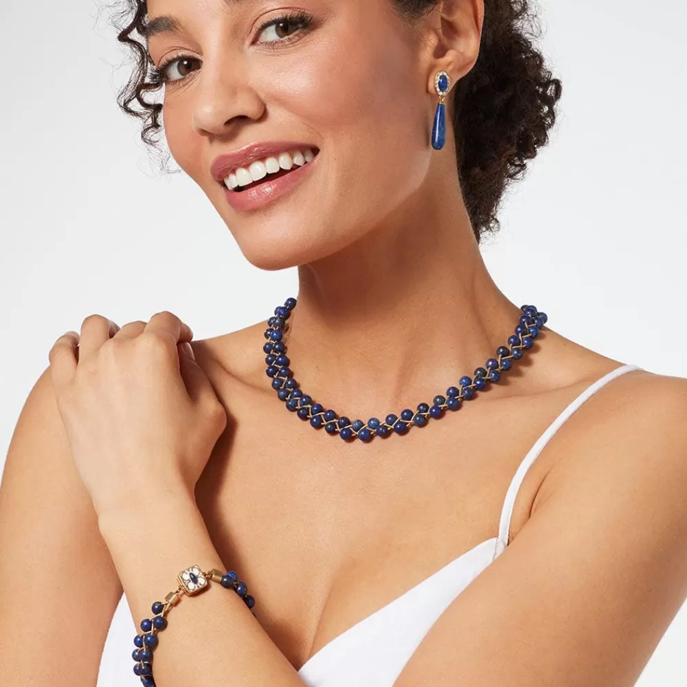 Shop Spanish Baldric Lapis Braided Necklace and Elongated Drop Earrings Set Jewelry Sets