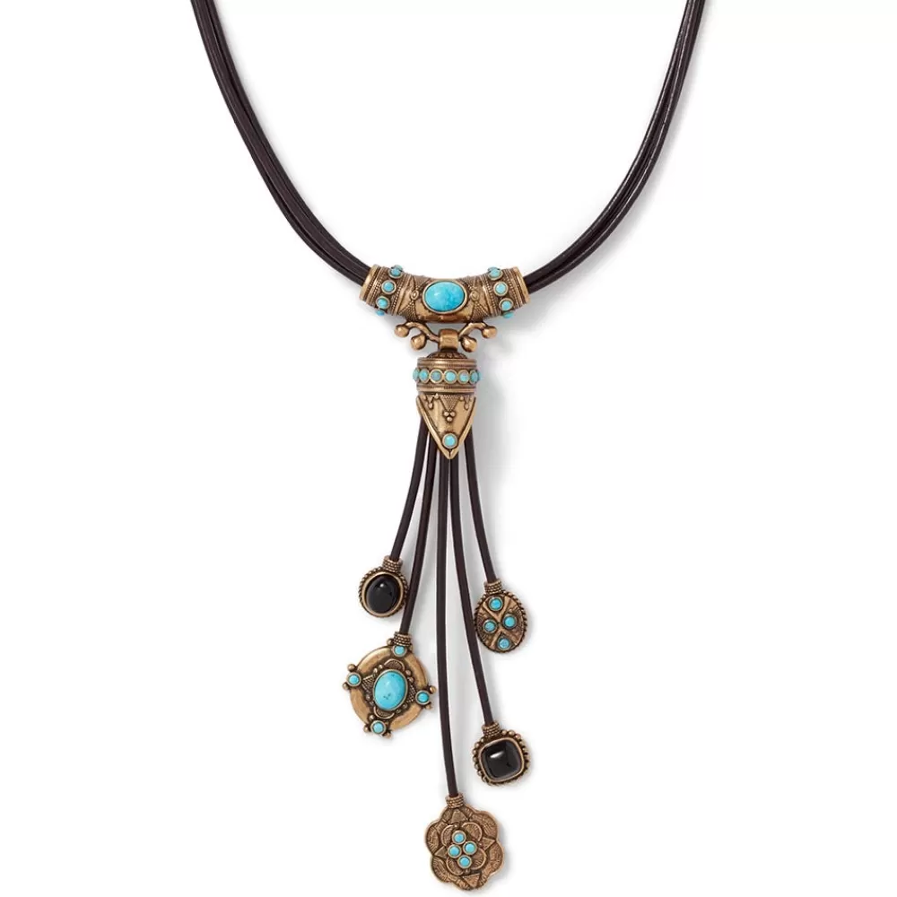 New Turkmen Leather Statement Necklace Necklaces