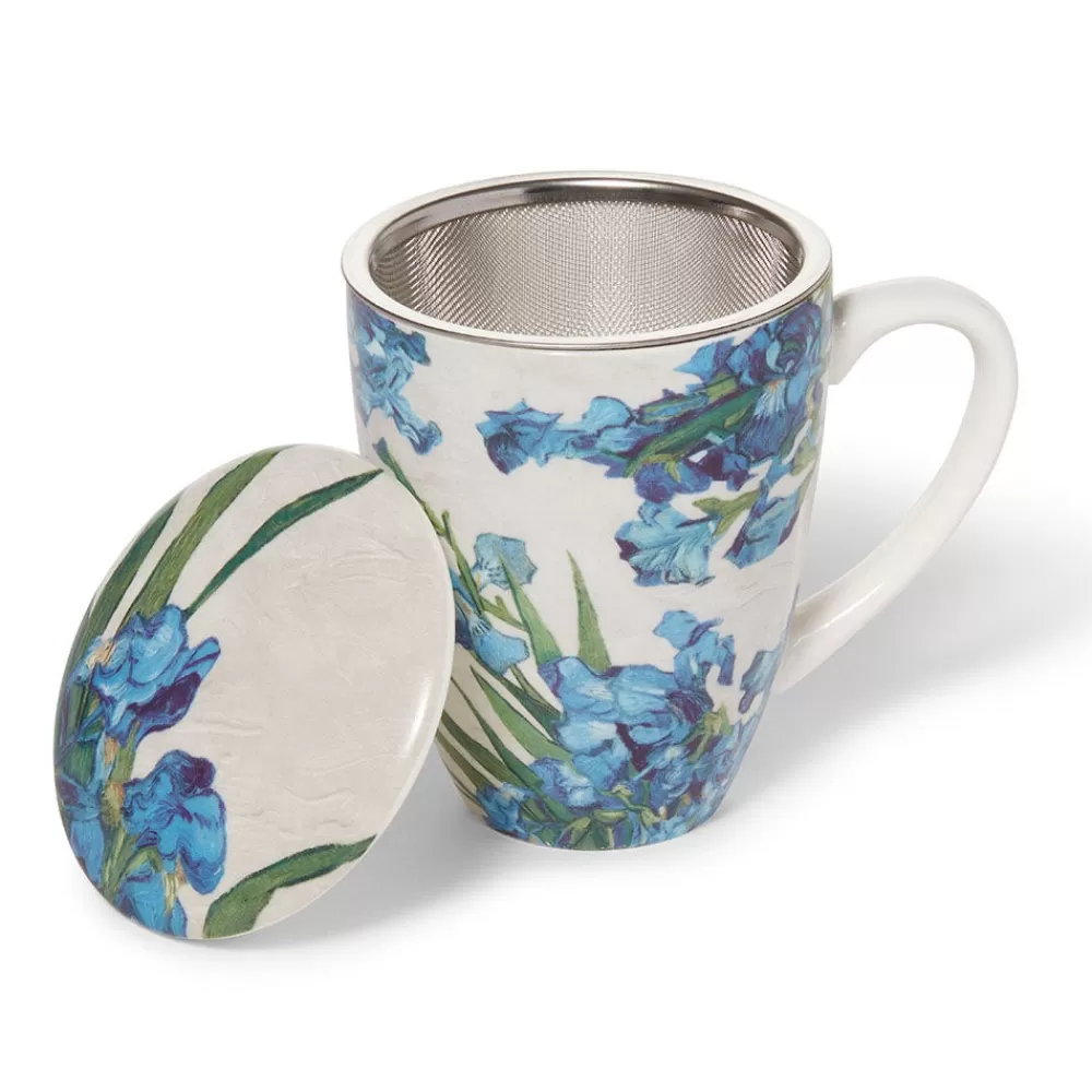 Shop Van Gogh Irises Covered Mug with Tea Infuser Tableware