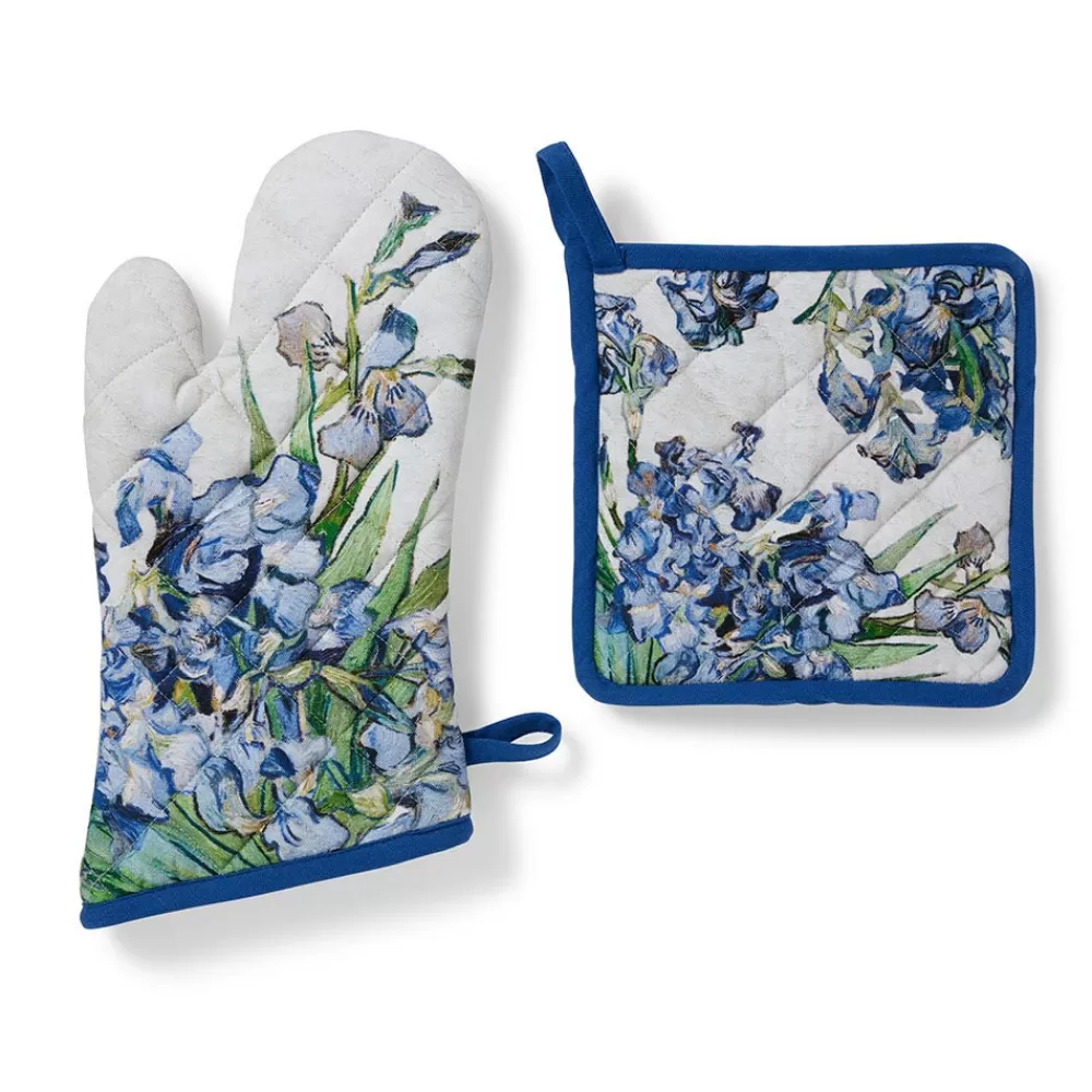 Cheap Van Gogh Irises Pot Holder and Oven Mitt Set Tableware