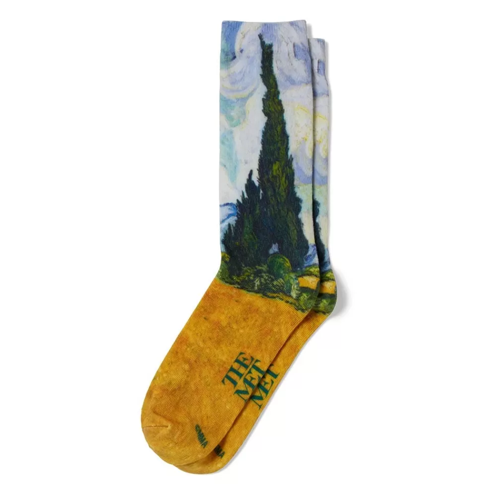 Cheap Van Gogh Wheat Field with Cypresses Men's Socks Small Accessories