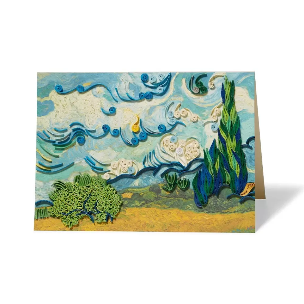 Best Sale Van Gogh Wheat Field with Cypresses Quilled Card Notecards & Correspondence